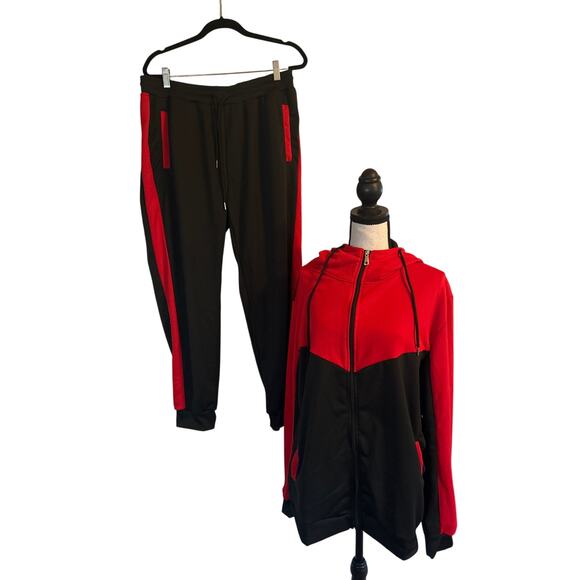 NWOT Men's 2 Pc Track Suit Jogging Suit Athleisure Wear Front Zipper Size XXL - Picture 1 of 6